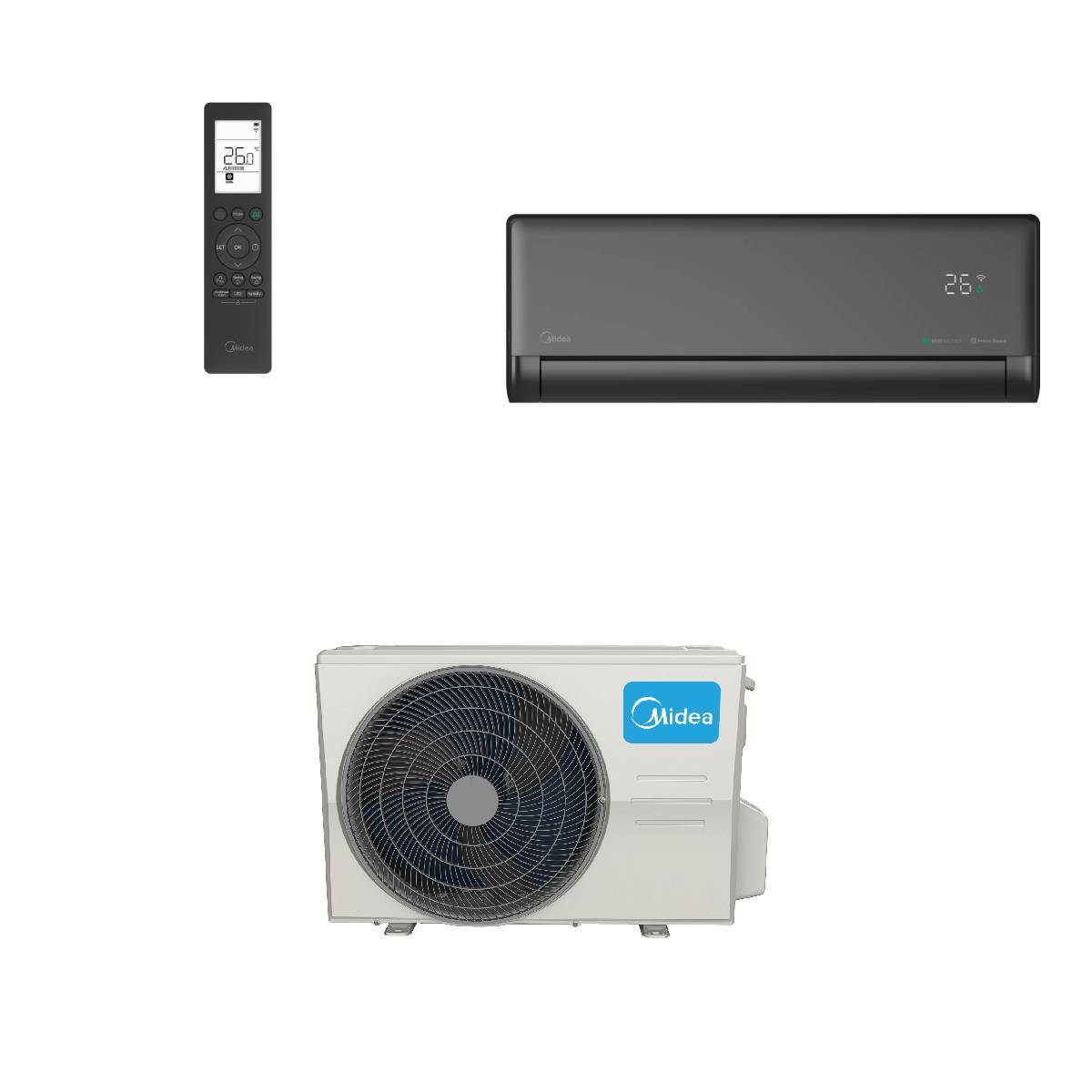 MIDEA Solstice 09 Schwarz Split Klimaanlage Set | 2,5 kW